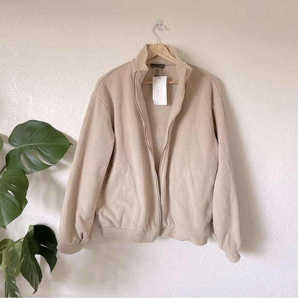 Sans Souci Jackets & Blazers - NWT Shop Stevie Fleece Zip Up Jacket in Beige
